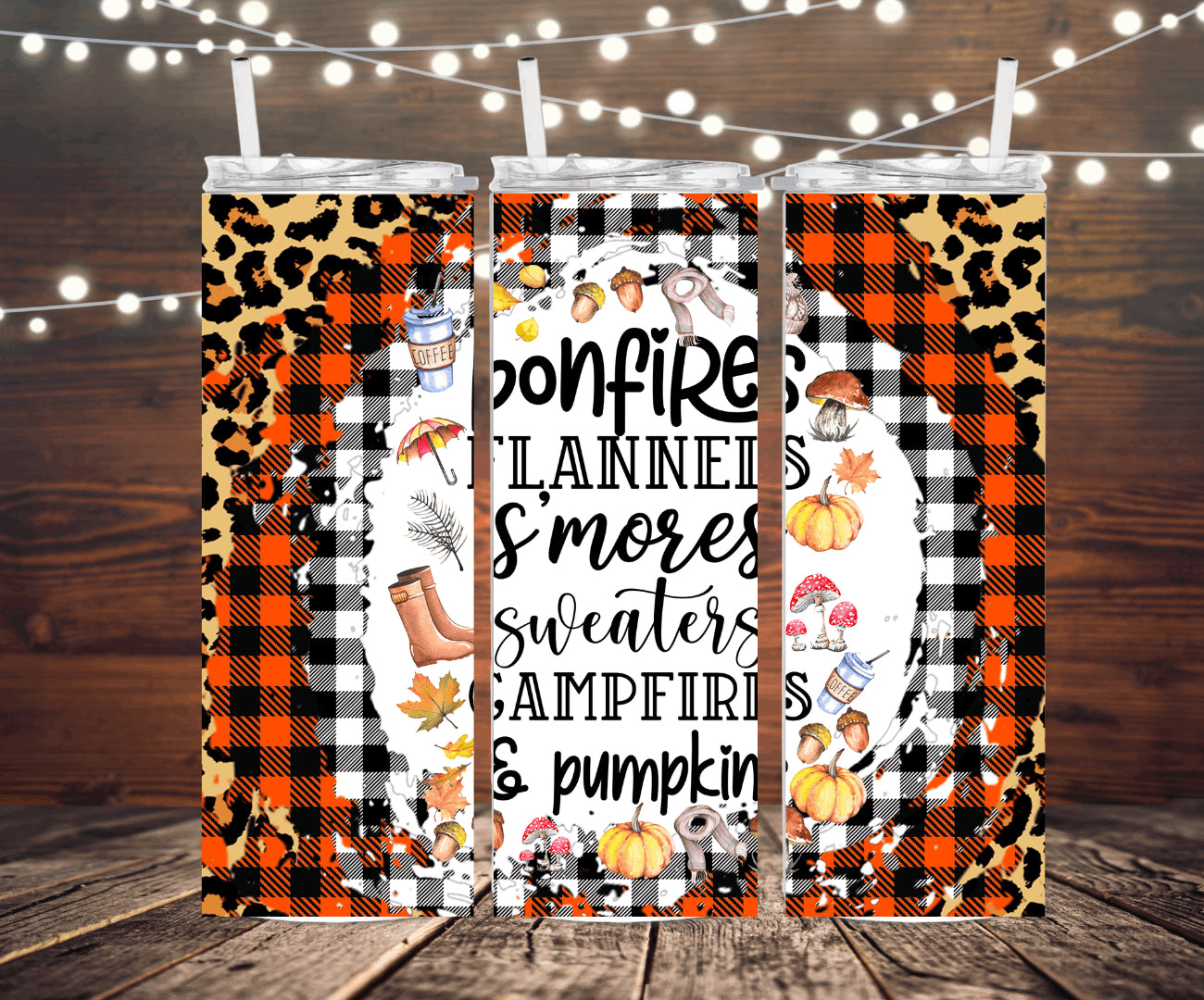 20oz Tumbler - Bonfires, Flannels, and S’mores